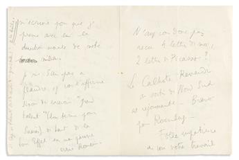COCTEAU, JEAN. Autograph Letter Signed, Jean, to André Gide (Dear André), in French, in pencil,